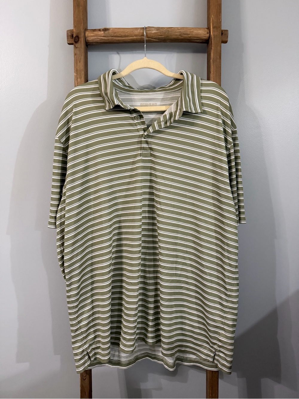 RedHead Olive & White Striped Polo
